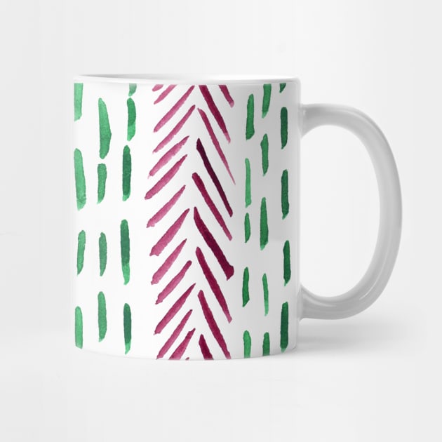 Abstract herringbone pattern - pink and green by wackapacka